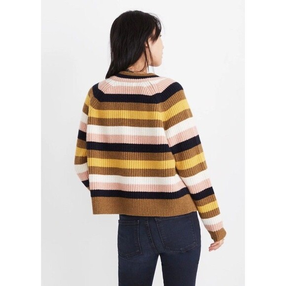 Madewell Striped Tilden Pullover Sweater Size XL  Merino Wool Blend - Picture 2 of 12